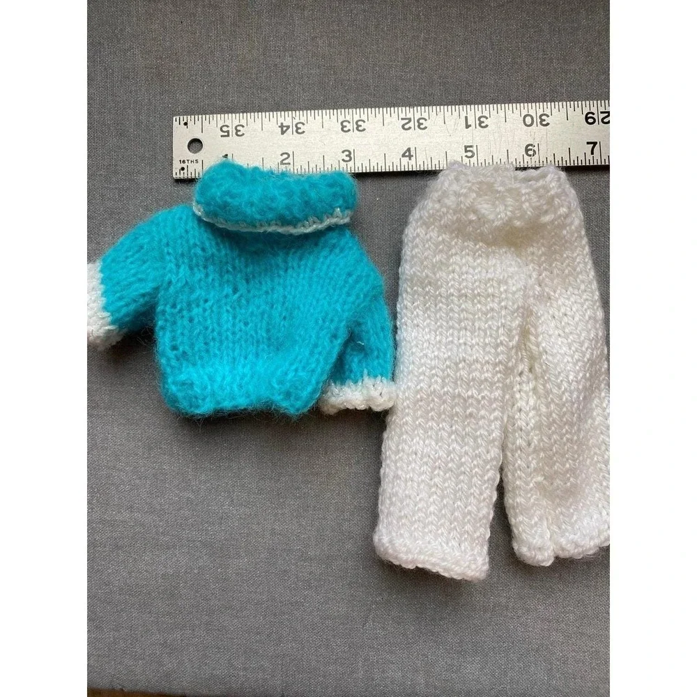 Vintage Fashion Doll Hand Knit Outfit Sweater Top Pants Unbranded